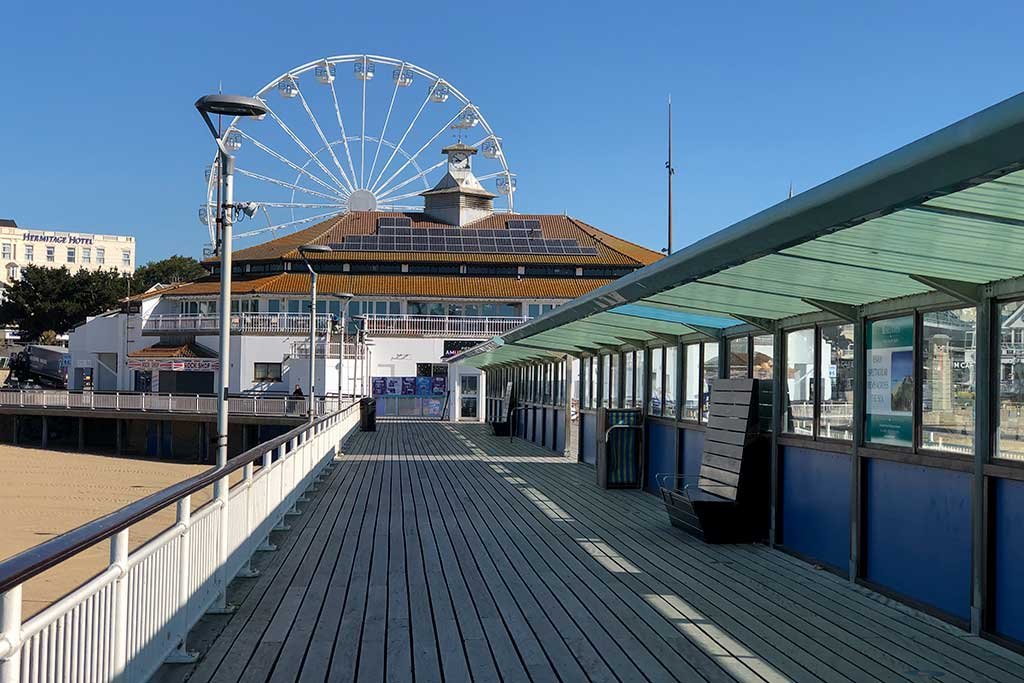 View from Bournemouth Pier looking towards the big wheel