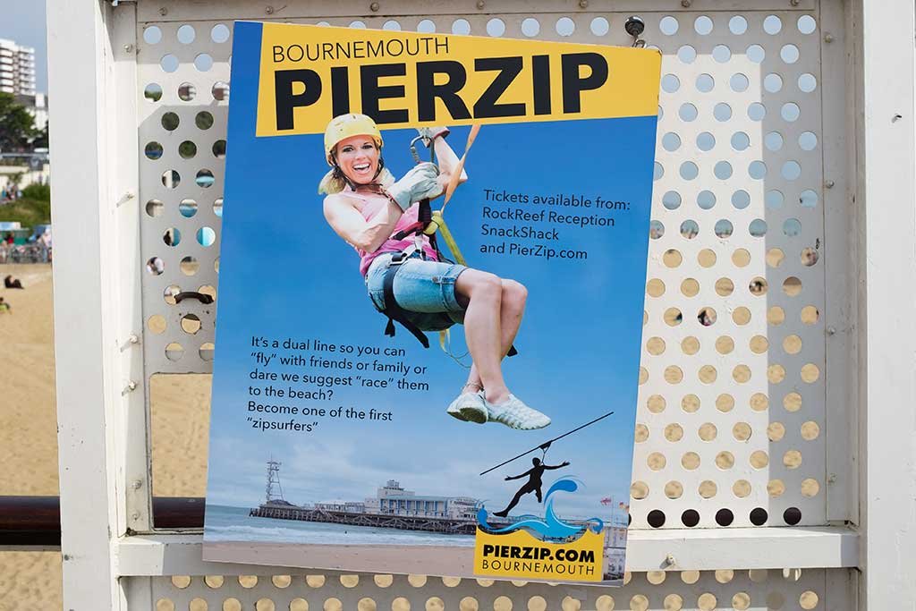 Photo of a Pierzip advertisement on the pier