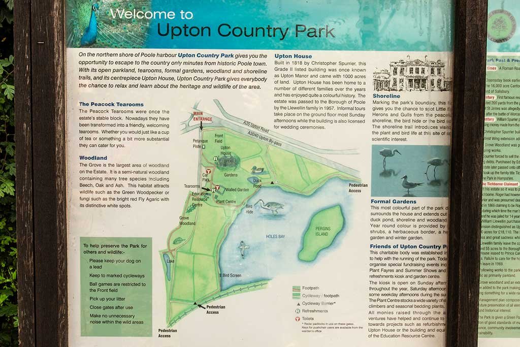 Information board with a map of the park