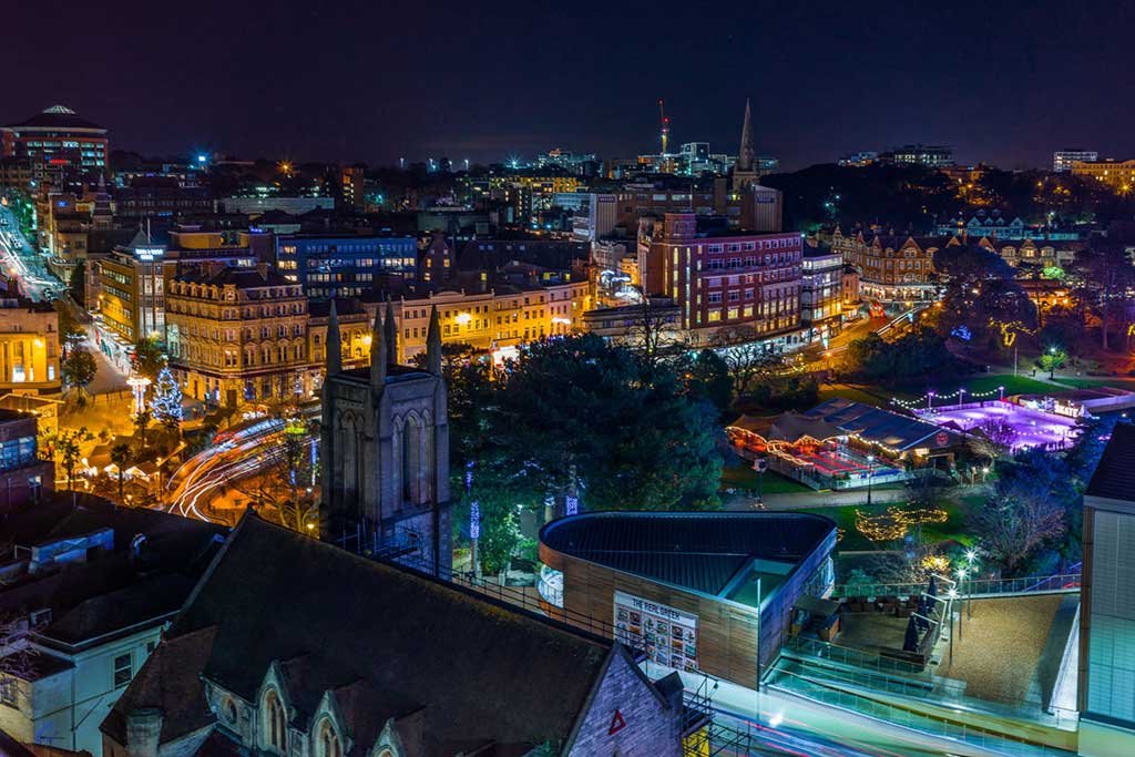 View of Bournemouth Square at Christmas